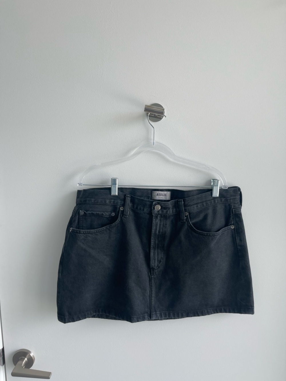 Agolde Black High-Rise Denim Skirt